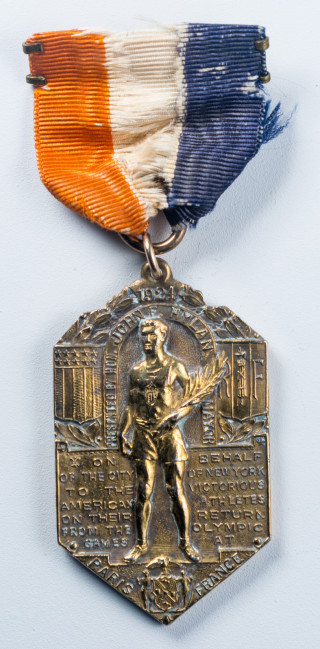 Medal bestowed on the victorious 1924 American athletes by the city of New York